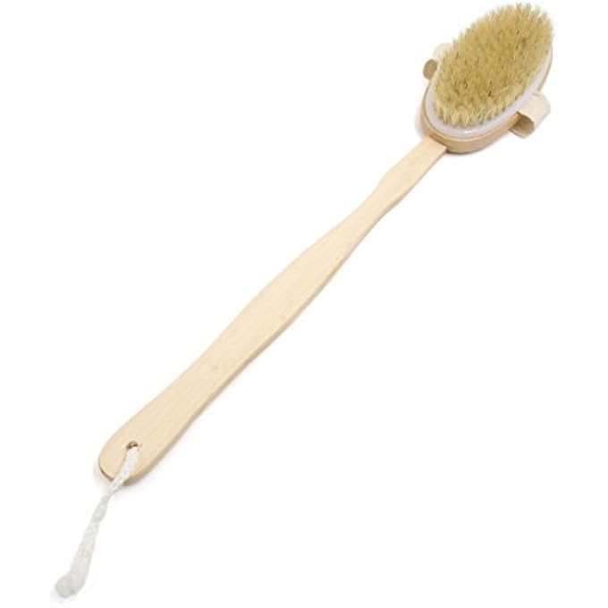 Ruilogod Beige Long Detachable Wooden Handle Bathing Shower Back Brush Spa Scrubber (id: 30f 176 6e8 c24 107 - Image 3